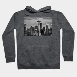 Seattle Skyline In Black And White Hoodie